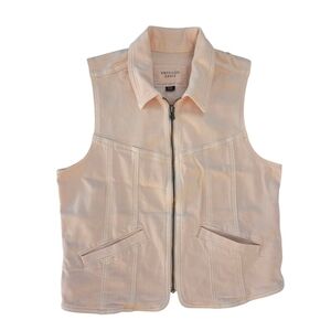 Pink Zip-Up Stretch Denin Vest